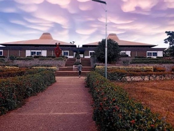 Department of Architecture building, OAU Ile-Ife, with twin pyramid roofs